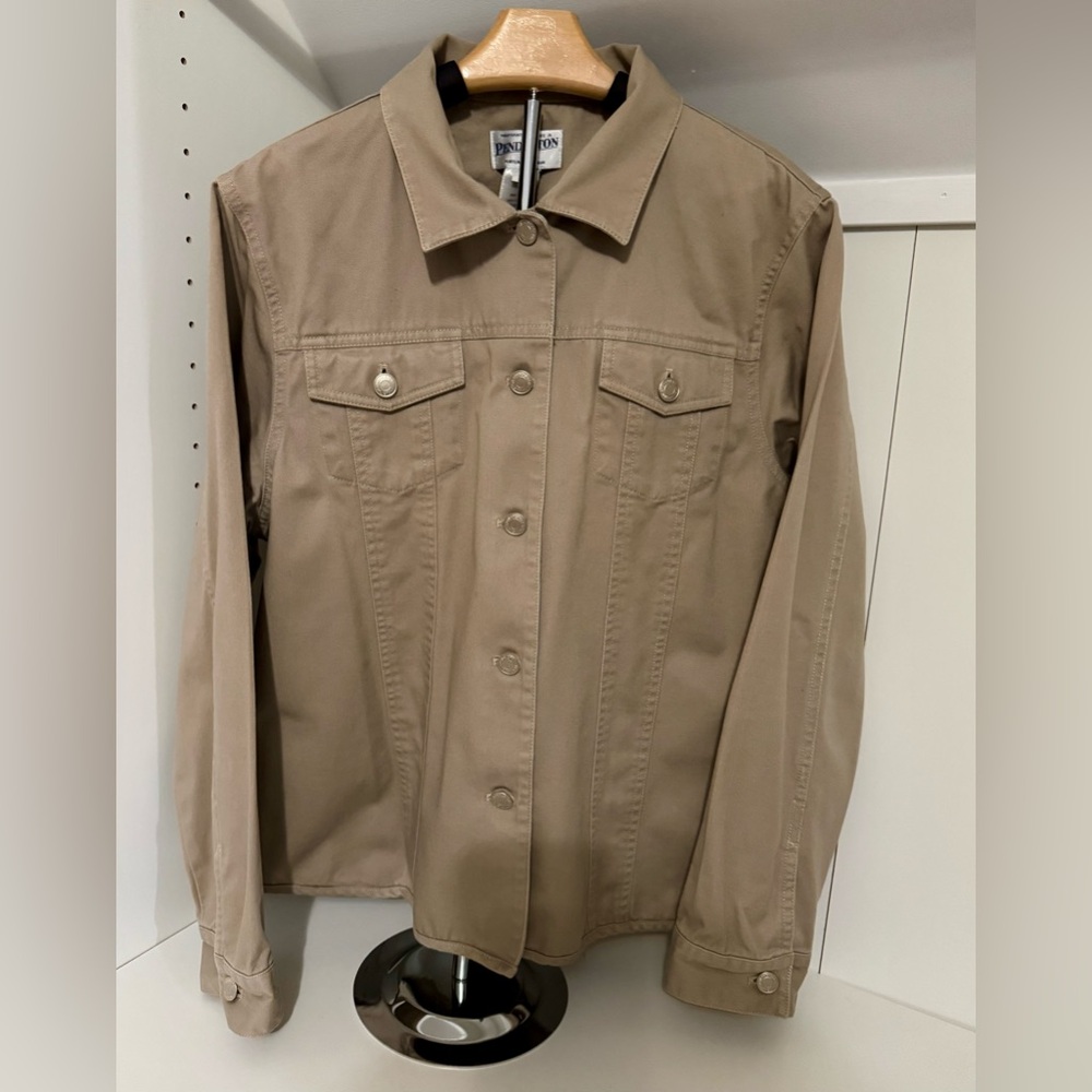 Pendleton Women's Tan Denim Jacket/Shacket Utility Jacket Size:Large